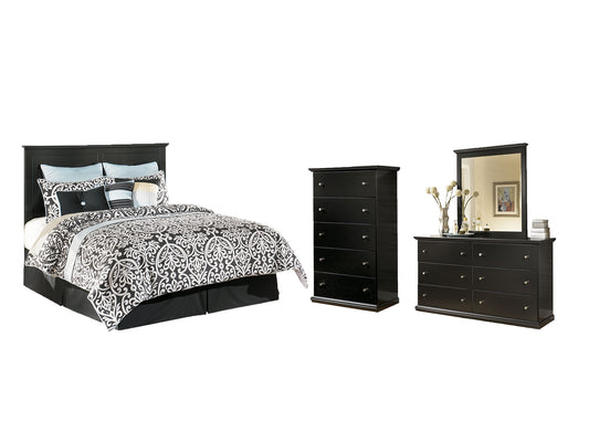 Bostwick Shoals King Panel Bed with Mirrored Dresser and Chest